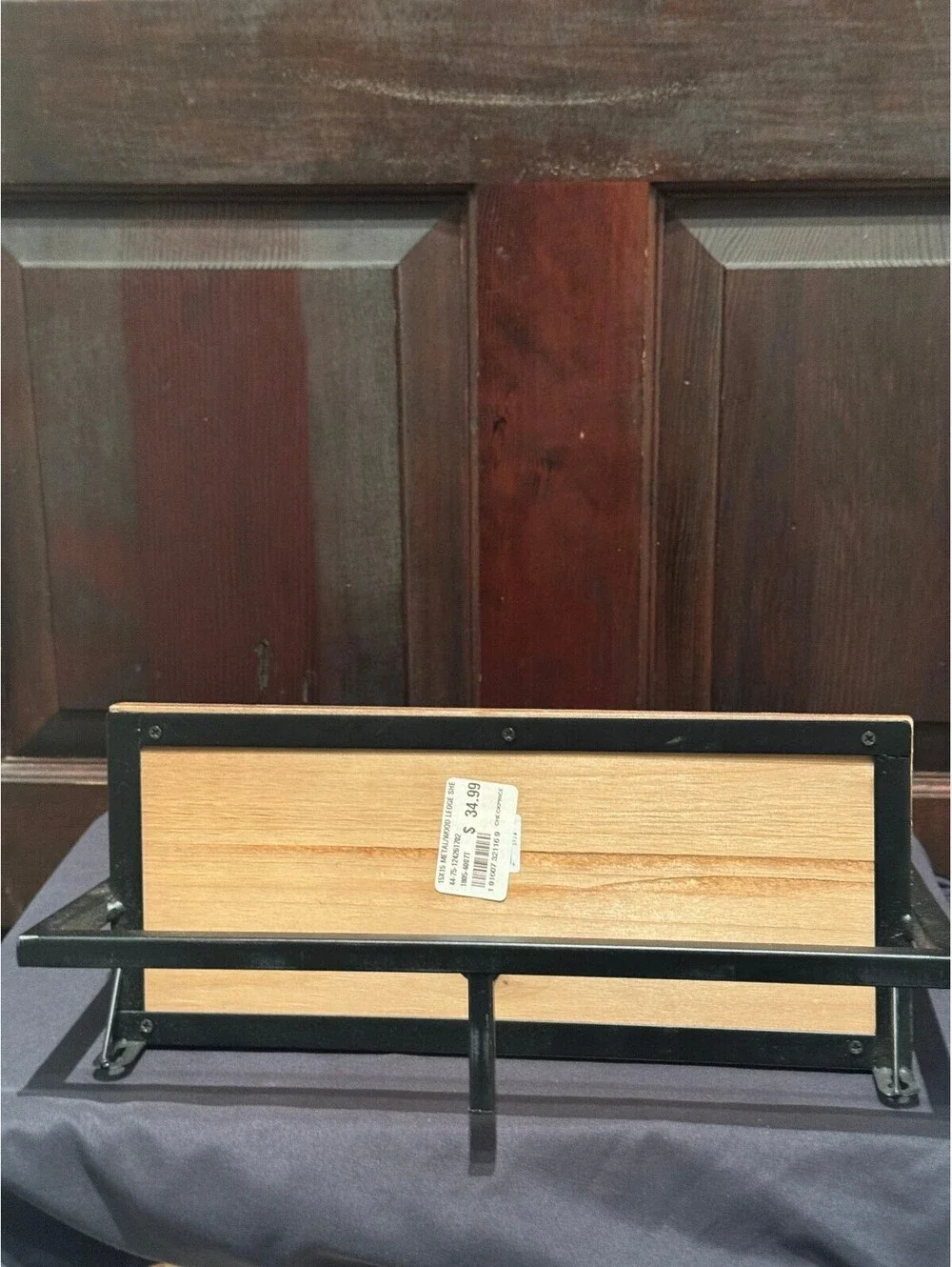 Modern Wall-Mounted Floating Shelf with Metal Frame and Wooden Platform